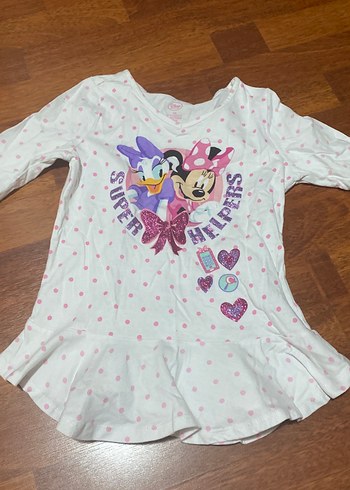 Kız Çocuk Beyaz Puantiyeli Uzun Kollu Tişört 7-8 yaşa DİSNEY - Görsel 2