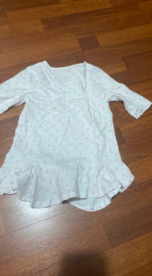 Kız Çocuk Beyaz Puantiyeli Uzun Kollu Tişört 7-8 yaşa DİSNEY - Görsel 4