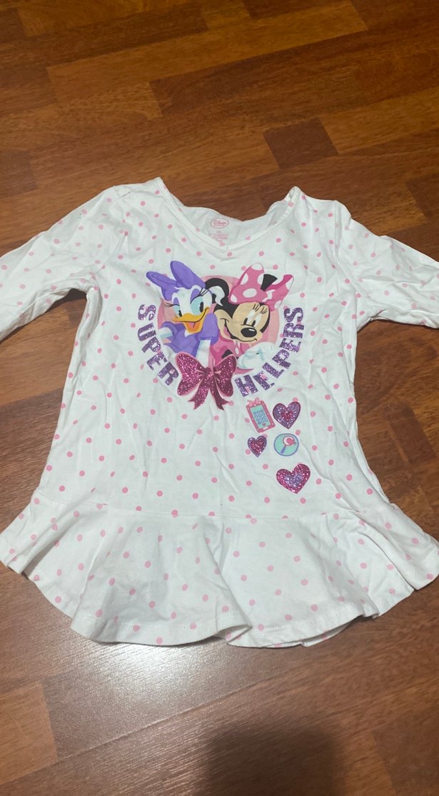 Kız Çocuk Beyaz Puantiyeli Uzun Kollu Tişört 7-8 yaşa DİSNEY - Görsel 2