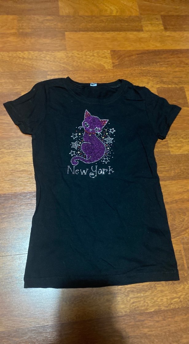 Kız Çocuk Mor Payetli Kedi Baskılı Tişört 8-9 yaşa uygun - Görsel 2