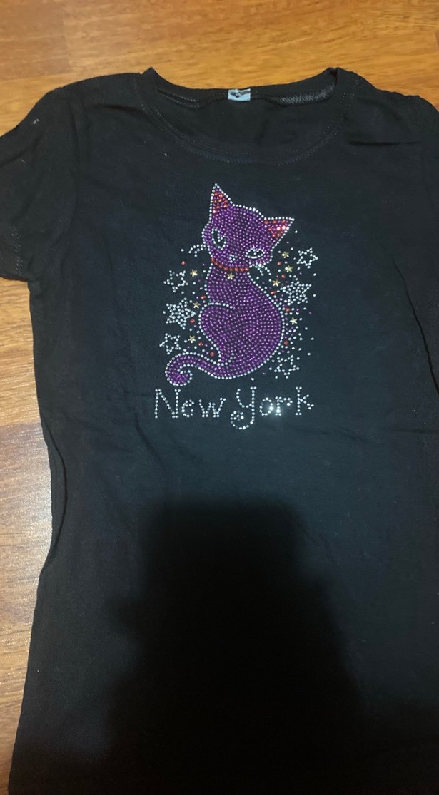 Kız Çocuk Mor Payetli Kedi Baskılı Tişört 8-9 yaşa uygun - Görsel 5