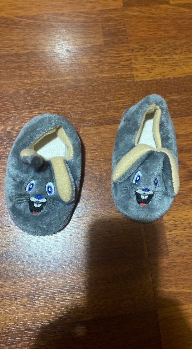 Kız Çocuk Gri Sıcak Terlikler Velcro 22/23 numaraya uyar - Görsel 2