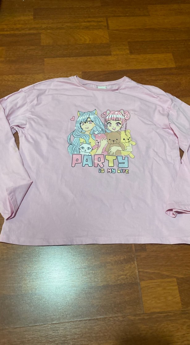 Kız Çocuk Pembe Uzun Kollu Baskılı Tişört - Görsel 2