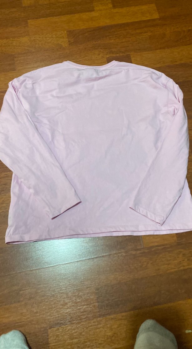 Kız Çocuk Pembe Uzun Kollu Baskılı Tişört - Görsel 4