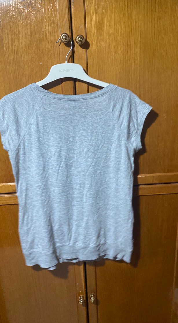 Gri Baskılı Hamile Tişörtü, Kısa Kollu, Salaş - Görsel 5