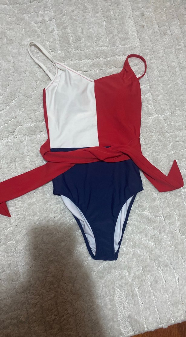 Çok Renkli Kemerli İnce Askılı Kadın Mayo 34 beden - Görsel 2