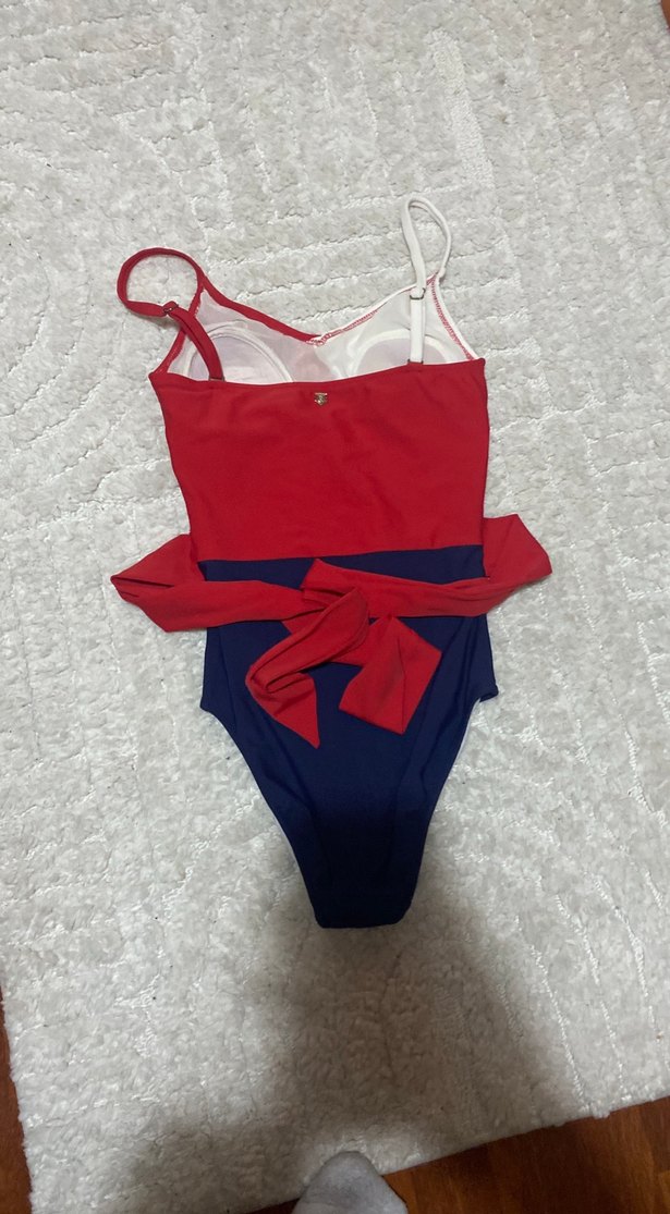 Çok Renkli Kemerli İnce Askılı Kadın Mayo 34 beden - Görsel 4