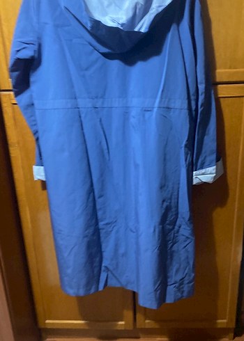 Bayan  Mavi Midi Yağmurluk su geçirmez kumaş 
42 beden kapşonlu - Görsel 6