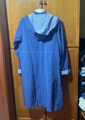 Bayan  Mavi Midi Yağmurluk su geçirmez kumaş 
42 beden kapşonlu - Görsel 5