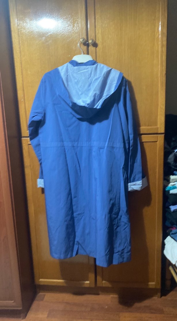 Bayan  Mavi Midi Yağmurluk su geçirmez kumaş 
42 beden kapşonlu - Görsel 5