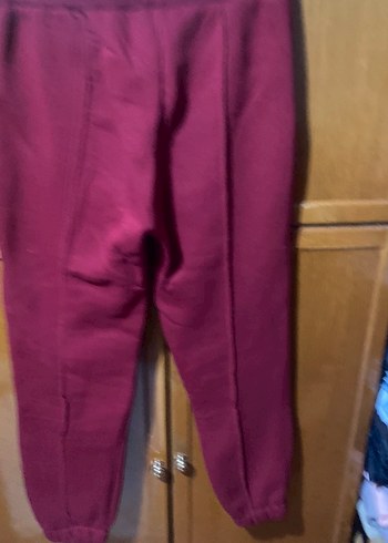 Bordo Pilili Kadın Eşofman Altı çok kaliteli kalın - Görsel 5