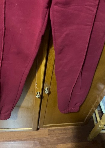 Bordo Pilili Kadın Eşofman Altı çok kaliteli kalın - Görsel 4