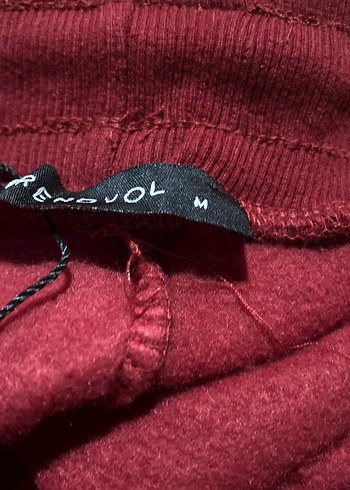 Bordo Pilili Kadın Eşofman Altı çok kaliteli kalın - Görsel 7