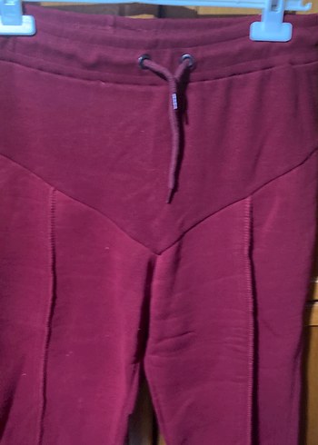 Bordo Pilili Kadın Eşofman Altı çok kaliteli kalın - Görsel 3