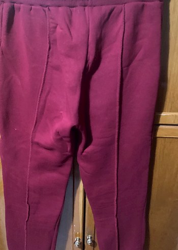 Bordo Pilili Kadın Eşofman Altı çok kaliteli kalın - Görsel 6