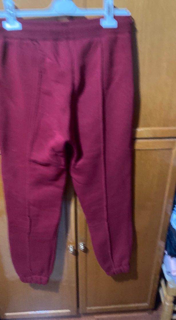 Bordo Pilili Kadın Eşofman Altı çok kaliteli kalın - Görsel 5