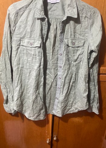Keten Kadın Gömlek, Uzun Kollu, Düğmeli 34 beden - Görsel 3