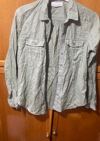 Keten Kadın Gömlek, Uzun Kollu, Düğmeli 34 beden - Görsel 2