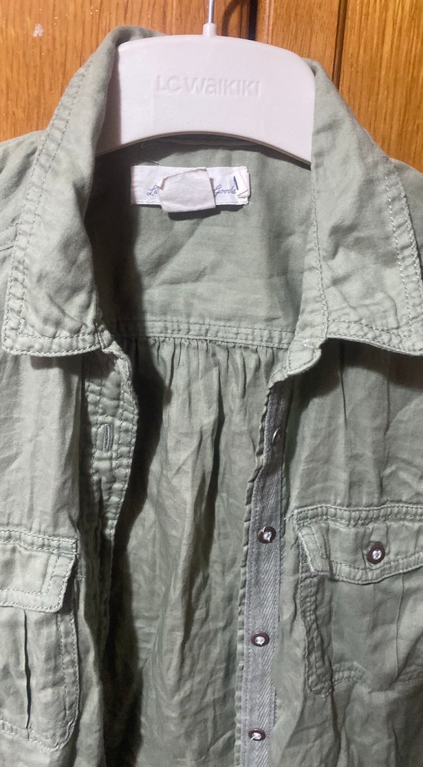 Keten Kadın Gömlek, Uzun Kollu, Düğmeli 34 beden - Görsel 4