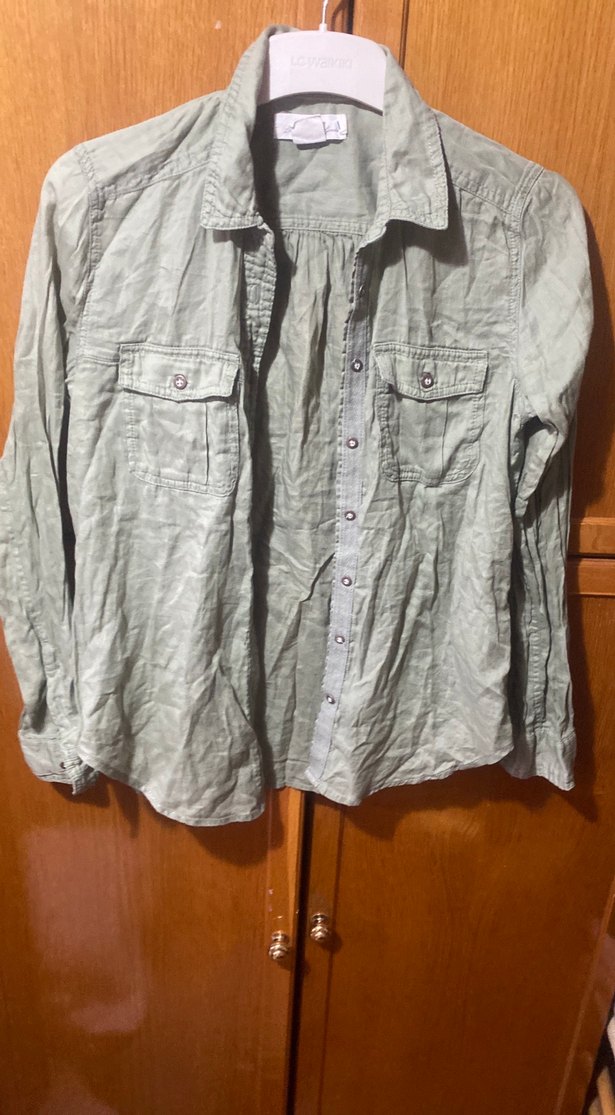 Keten Kadın Gömlek, Uzun Kollu, Düğmeli 34 beden - Görsel 3