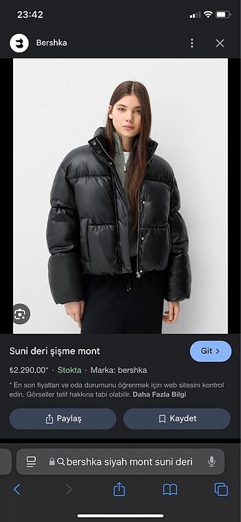 Bershka siyah mont