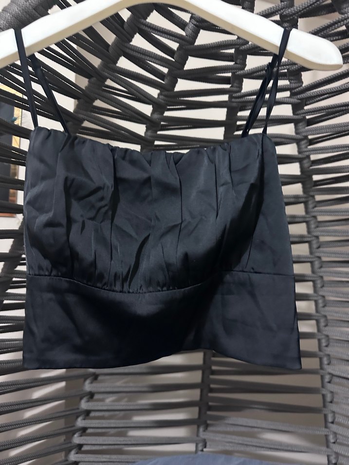 Kadın Siyah Pilili Mini Straplez Büstiyer - Görsel 2