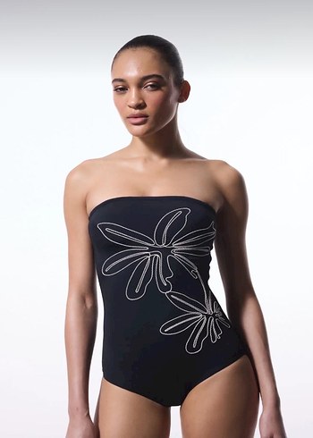 Penti Siyah Nakışlı Straplez Mayo - Görsel 3