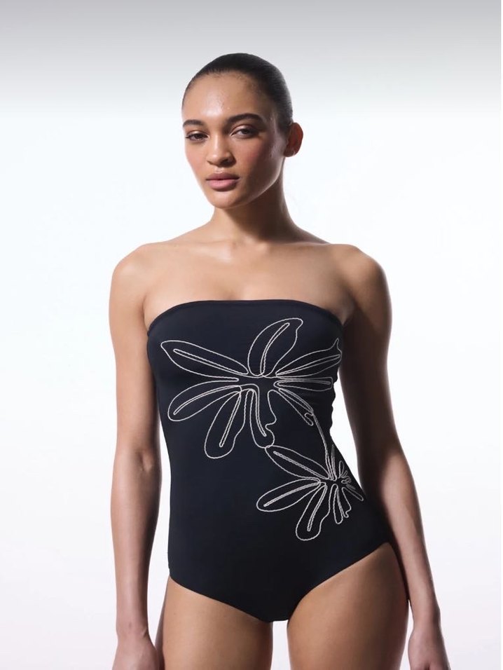 Penti Siyah Nakışlı Straplez Mayo - Görsel 3