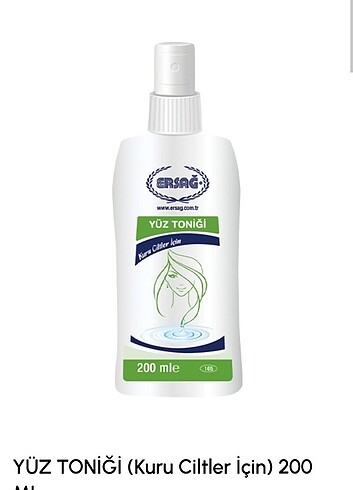 ERSAĞ YÜZ TONİĞİ (Kuru Ciltler İçin) 200 ML 