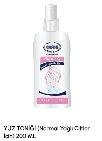ERSAĞ YÜZ TONİĞİ (Normal Yağlı Ciltler İçin) 200 ML 