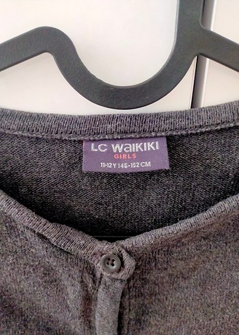 Gri Düğmeli Yün Hırka - Görsel 3