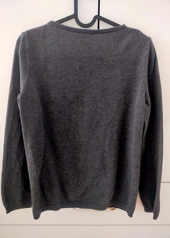 Gri Düğmeli Yün Hırka - Görsel 2