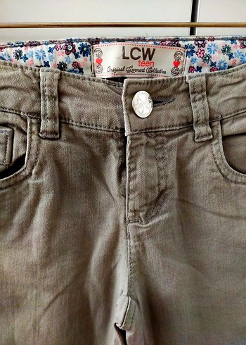 Düğmeli Bej Çocuk Denim Pantolon - Görsel 2