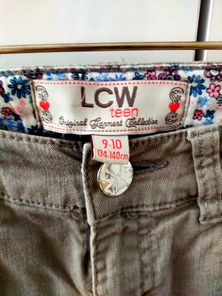 Düğmeli Bej  Çocuk Denim Pantolon - Görsel 3