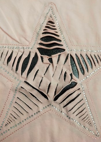 Dantel Detaylı Pembe Kız Tişörtü - Görsel 3