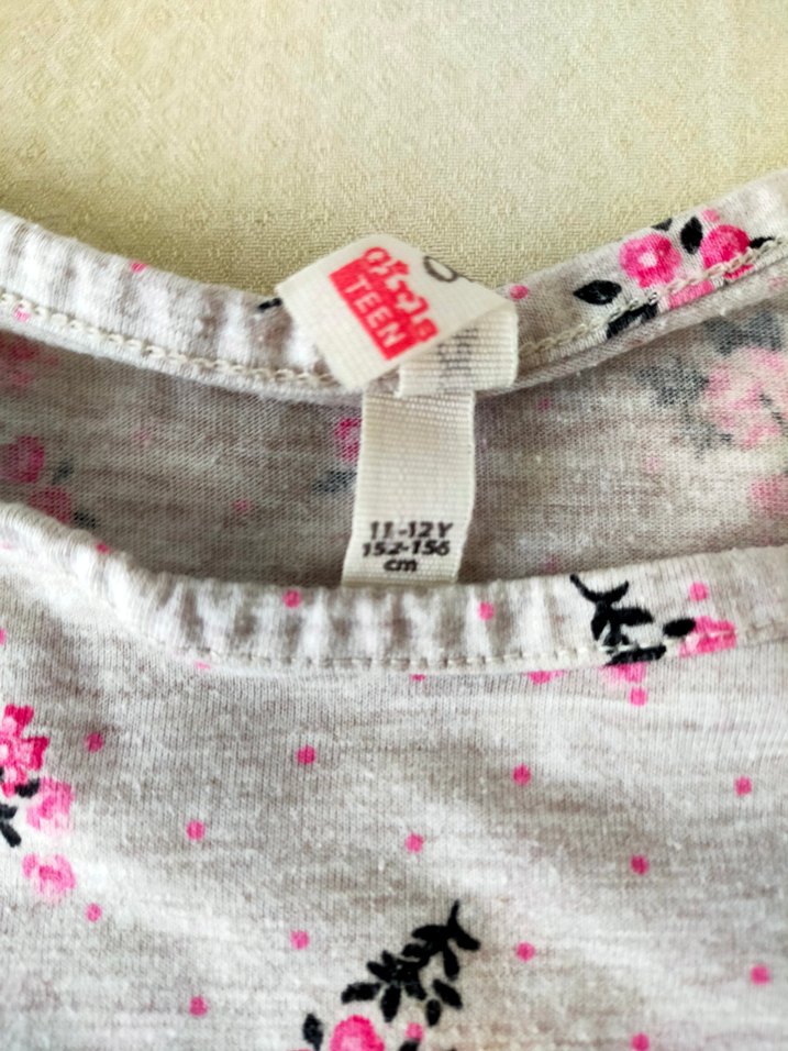 Kız Çocuk Gri Uzun Kollu Baskılı Tişört - Görsel 4