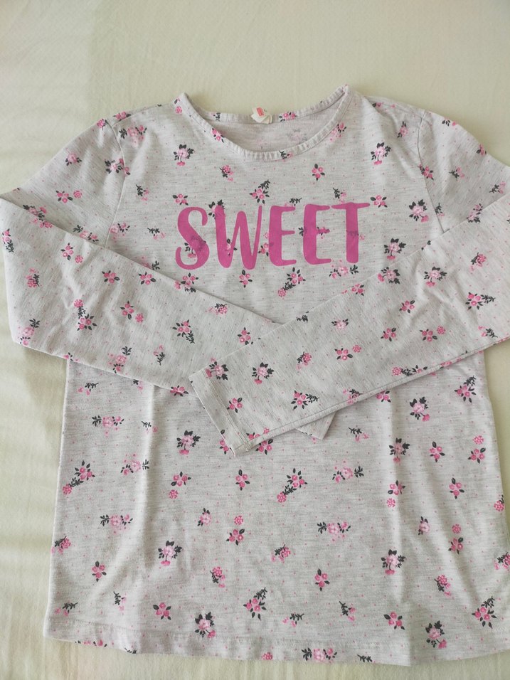 Kız Çocuk Gri Uzun Kollu Baskılı Tişört - Görsel 2