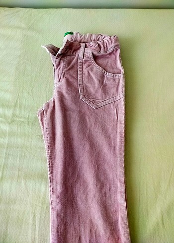 Pembe Kadife Düğmeli Rahat Kesim Kız Pantolonu - Görsel 5