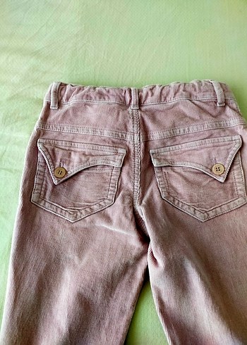 Pembe Kadife Düğmeli Rahat Kesim Kız Pantolonu - Görsel 2