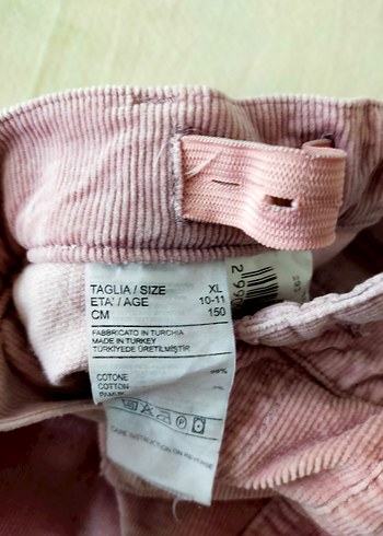 Pembe Kadife Düğmeli Rahat Kesim Kız Pantolonu - Görsel 4