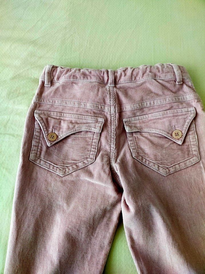 Pembe Kadife Düğmeli Rahat Kesim Kız Pantolonu - Görsel 2