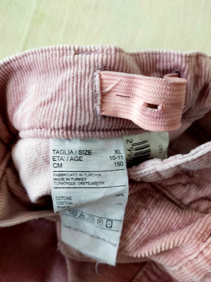 Pembe Kadife Düğmeli Rahat Kesim Kız Pantolonu - Görsel 4