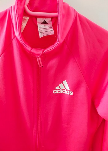 Pembe Adidas Fermuarlı çocuk Sweatshirt - Görsel 3