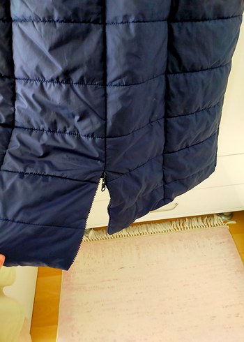 Kemerli Uzun Lacivert Kadın Kışlık Mont - Görsel 5