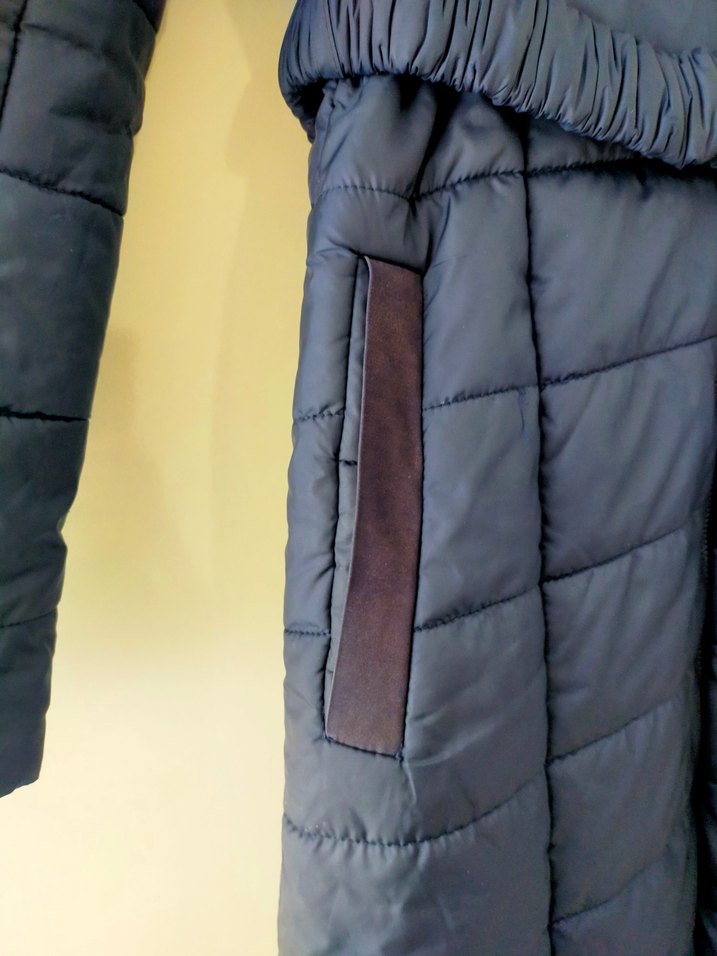 Kemerli Uzun Lacivert Kadın Kışlık Mont - Görsel 3