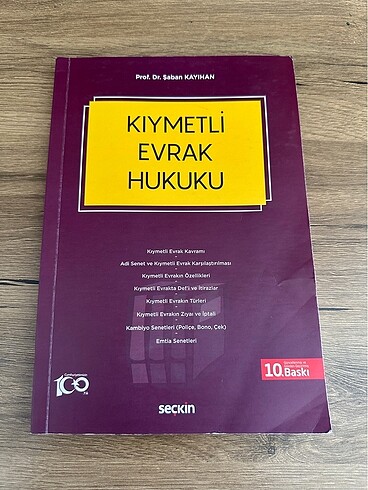 KIYMETLİ EVRAK HUKUKU ŞABAN KAYIHAN