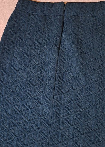 Kadın Lacivert likrali  Midi Kalem Etek - Görsel 3