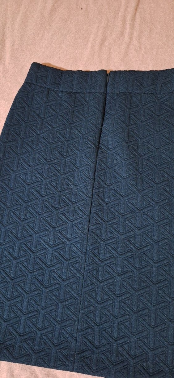 Kadın Lacivert likrali  Midi Kalem Etek - Görsel 3