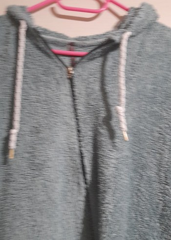 Gri Midi Kadın Kapüşonlu Sabahlık - Görsel 3