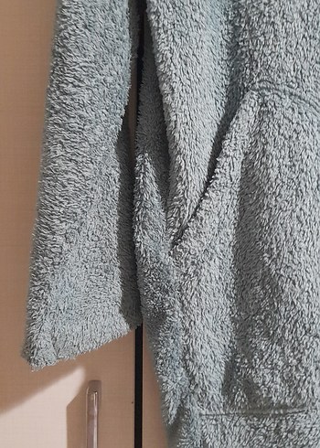 Gri Midi Kadın Kapüşonlu Sabahlık - Görsel 2